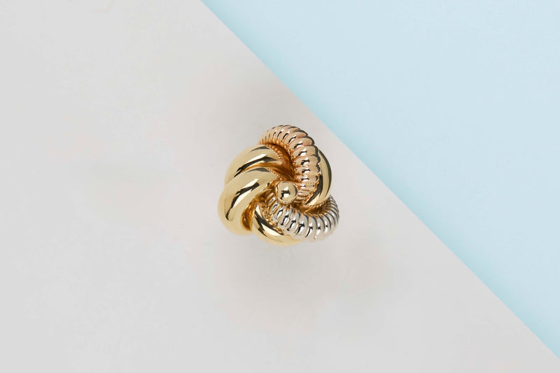 18ct. Yellow, White and Rose Gold Ring - Size 55