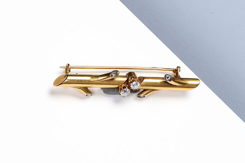 18 ct. Yellow Gold Brooch - Diamonds