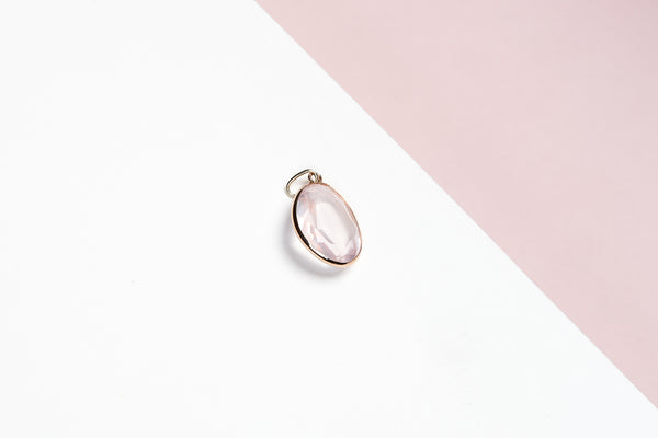 18 ct. Yellow Gold Pendant - Rose Quartz