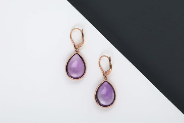 18 ct. Rose Gold Earrings - Amethyst