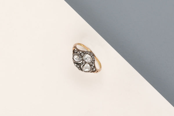 14 ct. Rose Gold Ring - Old Cut Diamonds