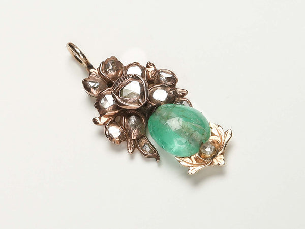 9 ct. Yellow Gold Pendant - Diamond - Emerald