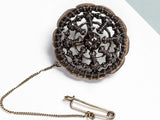 14 ct. Rose Gold and Silver Brooch - Rose Cut Diamonds