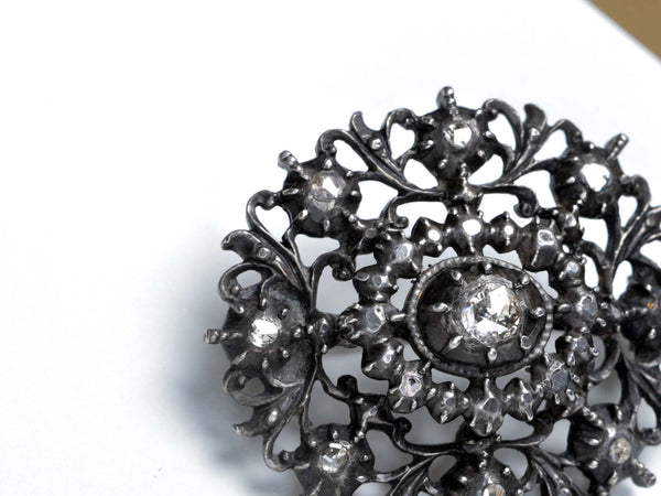 Antique Silver Brooch - Diamonds
