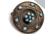 9 ct. Yellow Gold Brooch - Turquoise