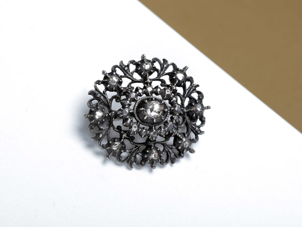 Antique Silver Brooch - Diamonds