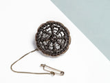 14 ct. Rose Gold and Silver Brooch - Rose Cut Diamonds