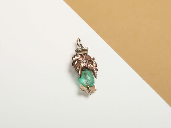 9 ct. Yellow Gold Pendant - Diamond - Emerald