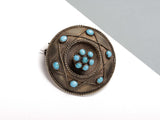 9 ct. Yellow Gold Brooch - Turquoise